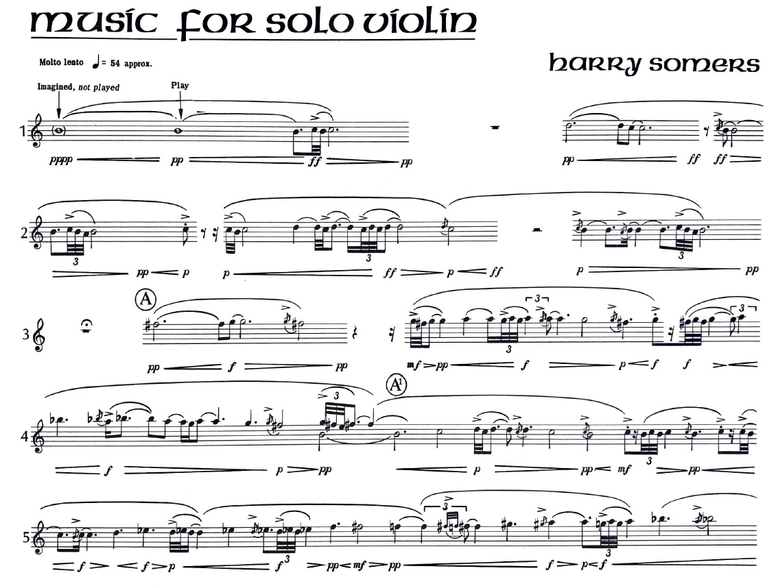 Music for solo violin score excerpt